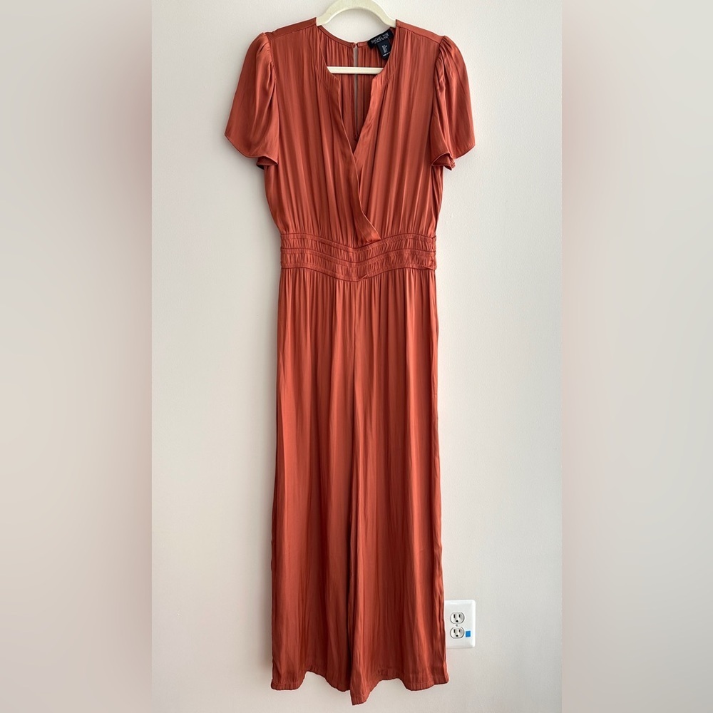 Rachel Zoe Women’s Satin Terracotta Orange Jumpsuit, Size Small
